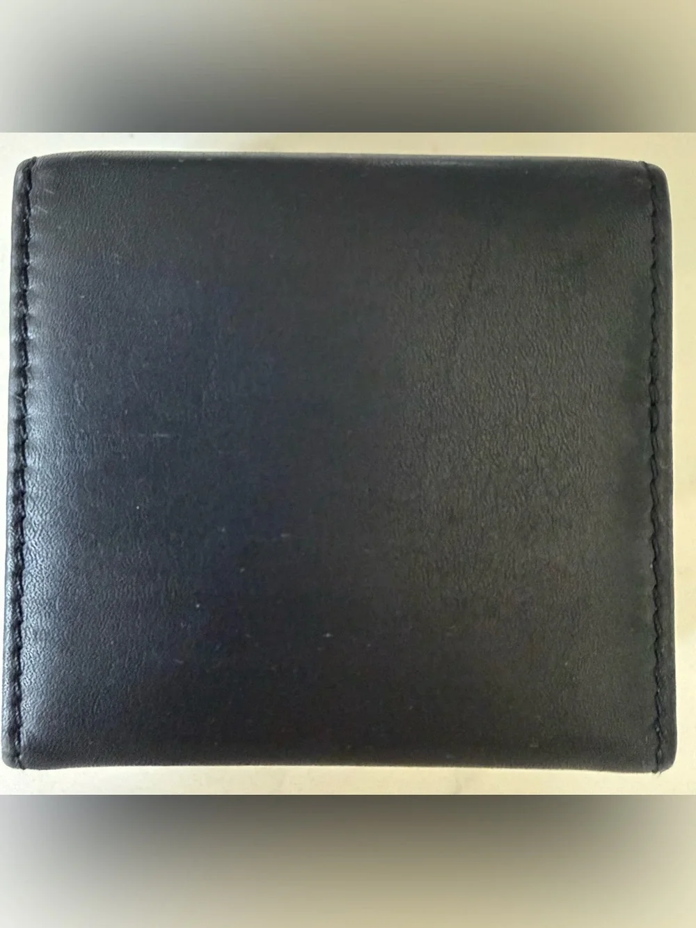 Vintage Coach Black Leather Compact Accessories Case with Gold Snap